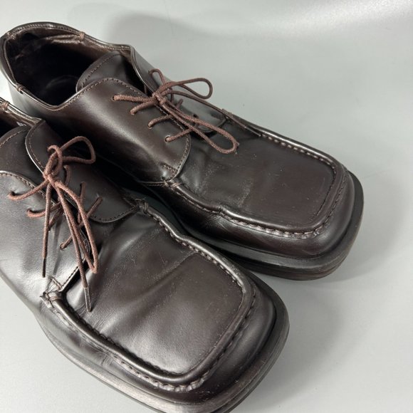 100% Authentic Prada Squared-toe Brown Leather Oxford Shoes, 10 main image 4